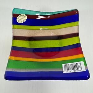 Murano Glass Trinket Dish Fused Multicolor Jewelry Vanity Dresser Tray